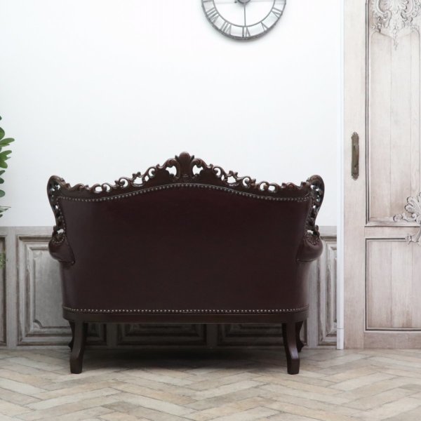 Victorian Style Sofa/Aged Silver Leaf Hand Carved Wood Frame