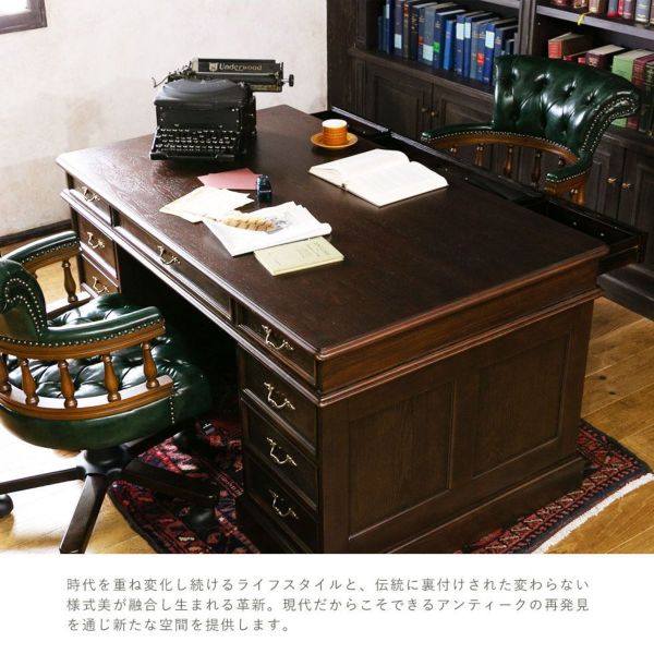 65592★アンティーク パートナーデスク 両袖 デスク ストリップド加工 机 和製アンティーク レトロなデザインが素敵!おしゃれな両袖机